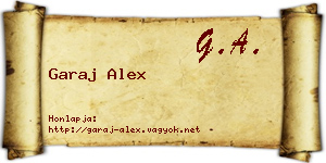 Garaj Alex névjegykártya